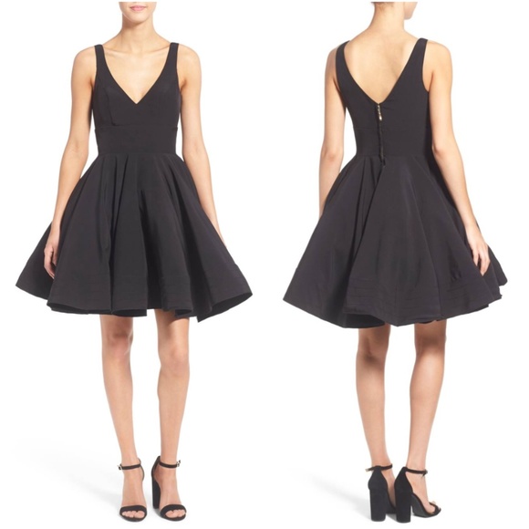 Ieena for Mac Duggal Double V-Neck Fit & Flare - Picture 2 of 8